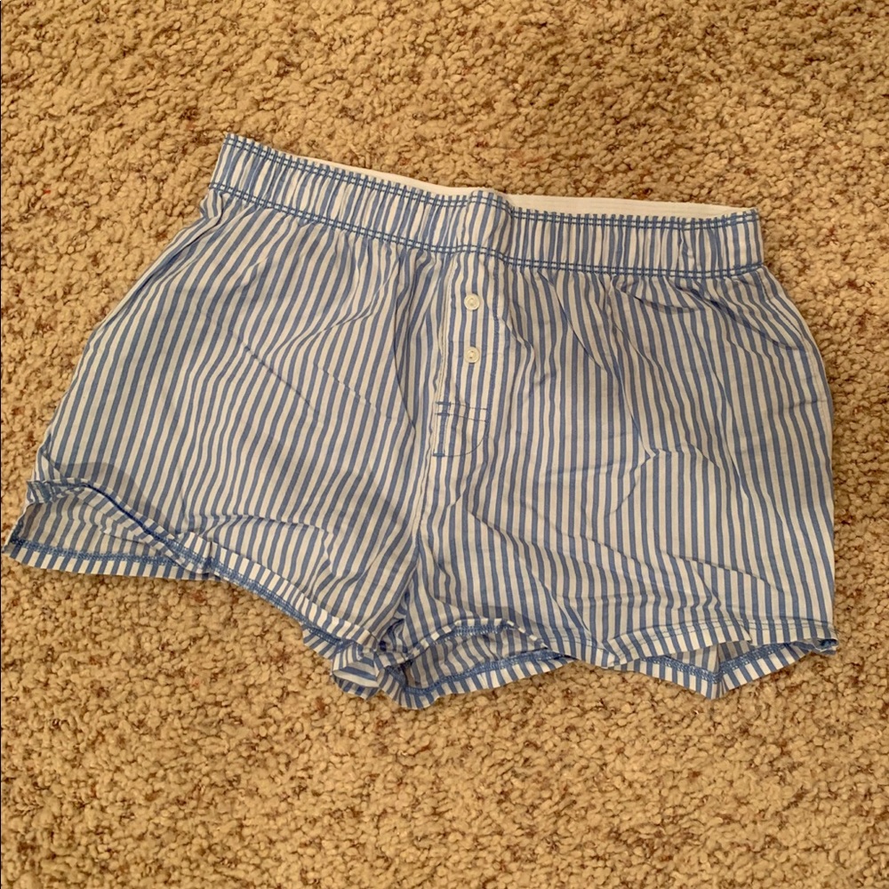 PINK Blue and White Striped Pajama Boxer Shorts